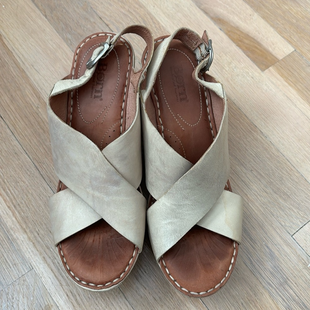 Born leather wedge sandal